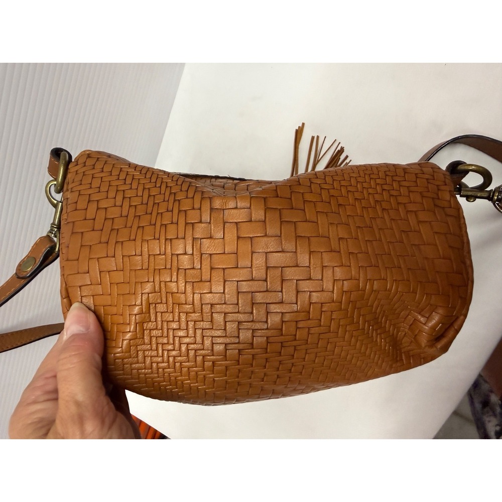 NWOT PATRICIA NASH LUZILLE LEATHER ZIP CONVERTIBLE BACKPACK WOVEN TAN RARE - Picture 5 of 10